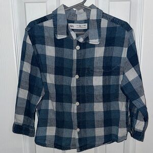 Zara Navy and White Checkered Shirt